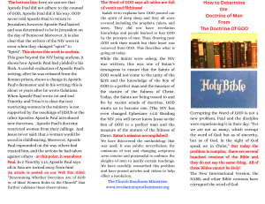 How to determine the doctrine of men from the doctrine of God pg1